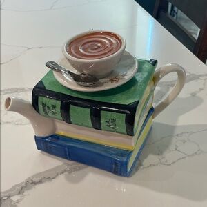 Vintage Tony Carter "Stack of Books and Tea Cup" teapot